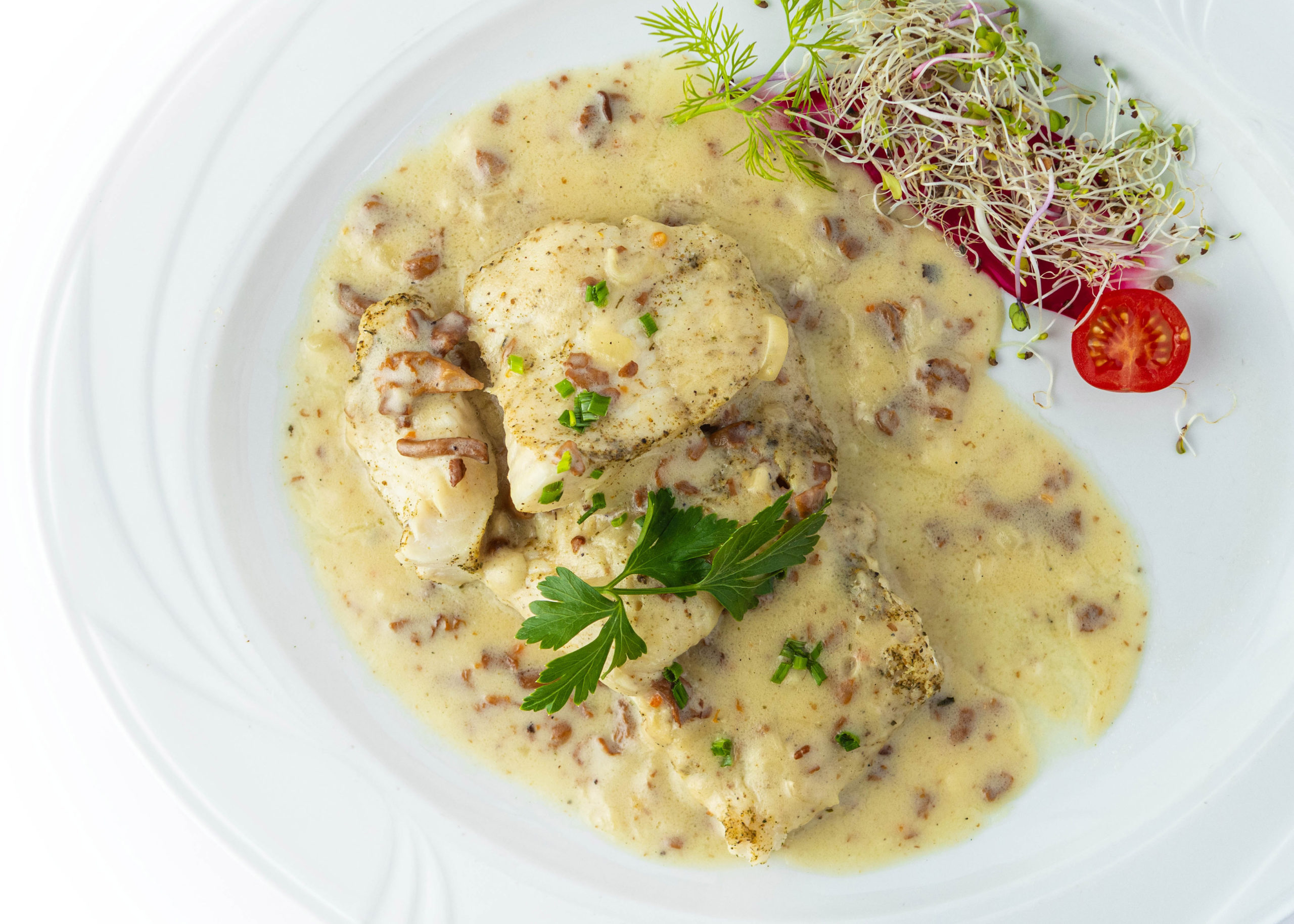 Sandacz w parze z kurkami